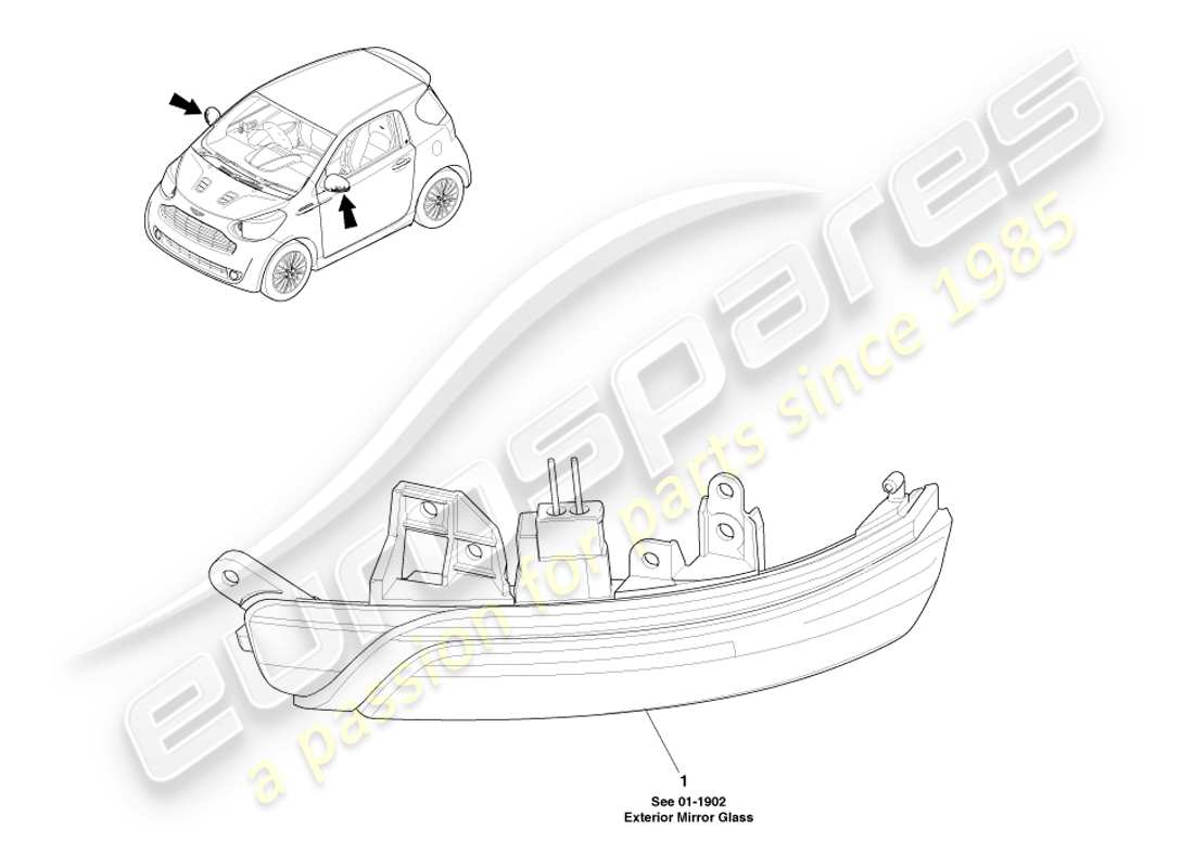 aston martin cygnet (2012) diagrama de piezas de repetidores laterales