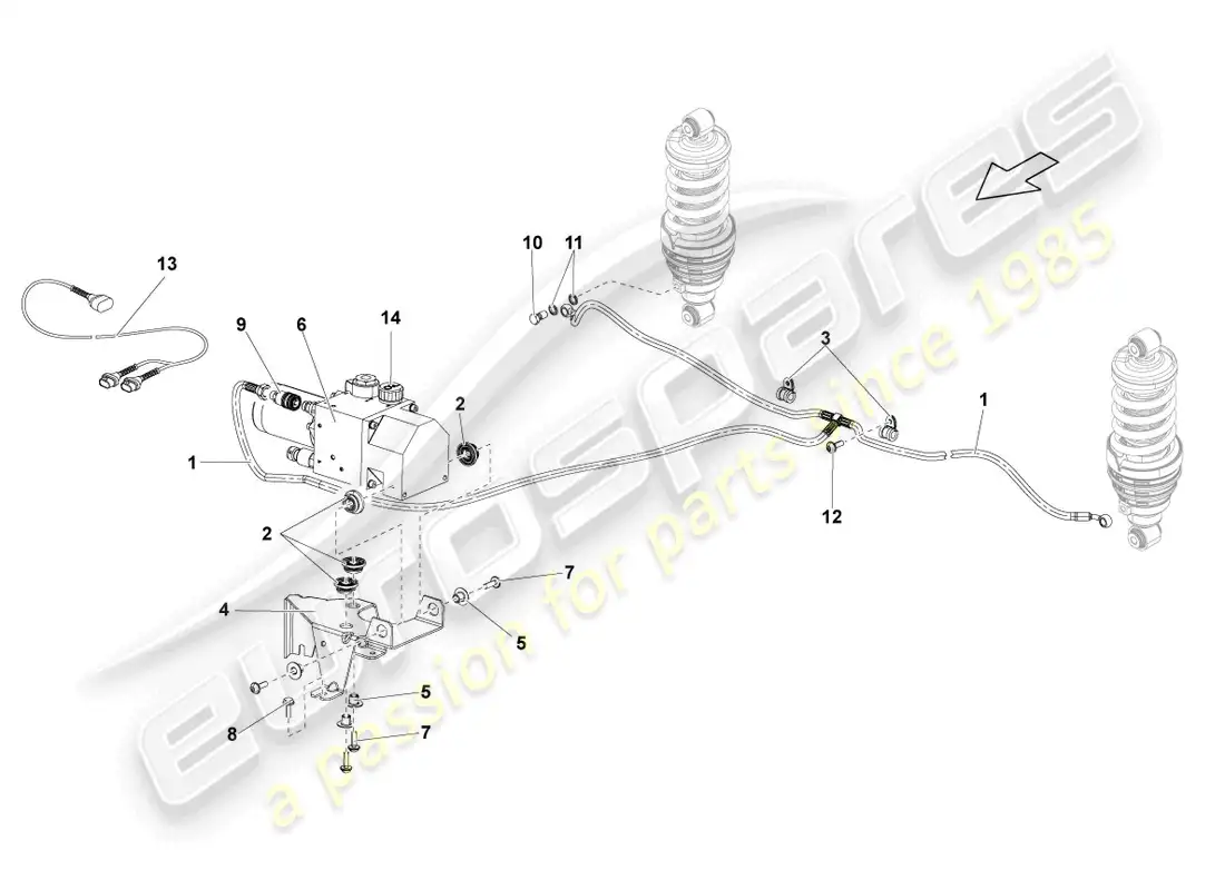 lamborghini lp550-2 spyder (2013) hydraulic system and fluid container with connect. pieces diagrama de piezas