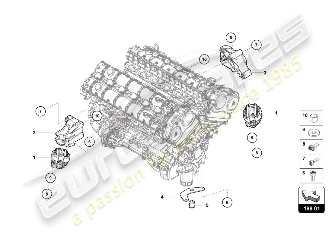 lamborghini countach lpi 800-4 (2022) fijación de piezas para motor diagrama de piezas