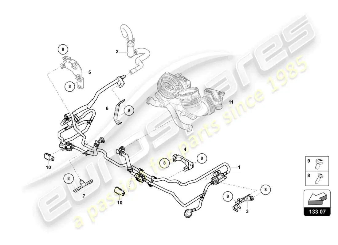 lamborghini urus (2019) fuel supply line 4.0 ltr. diagrama de piezas