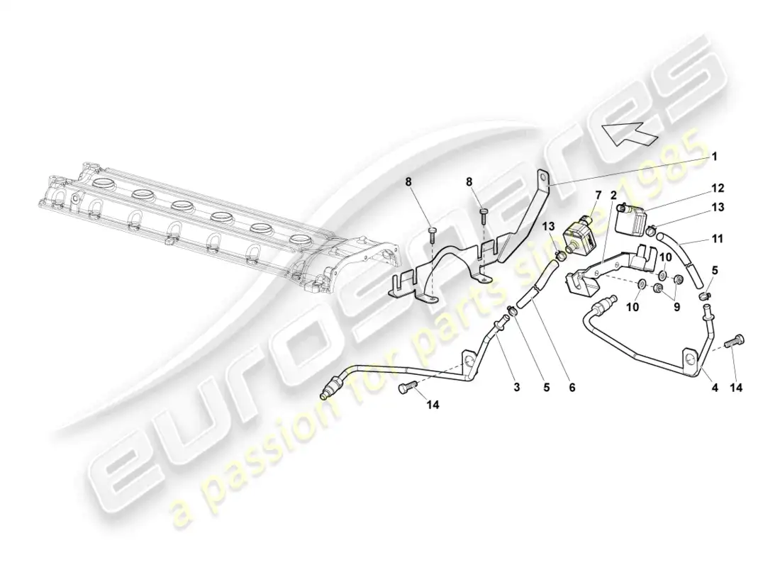 lamborghini lp670-4 sv (2010) sistema de control de escape diagrama de piezas