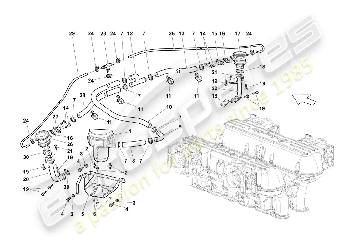lamborghini lp670-4 sv (2010) bomba de aire secundario diagrama de piezas