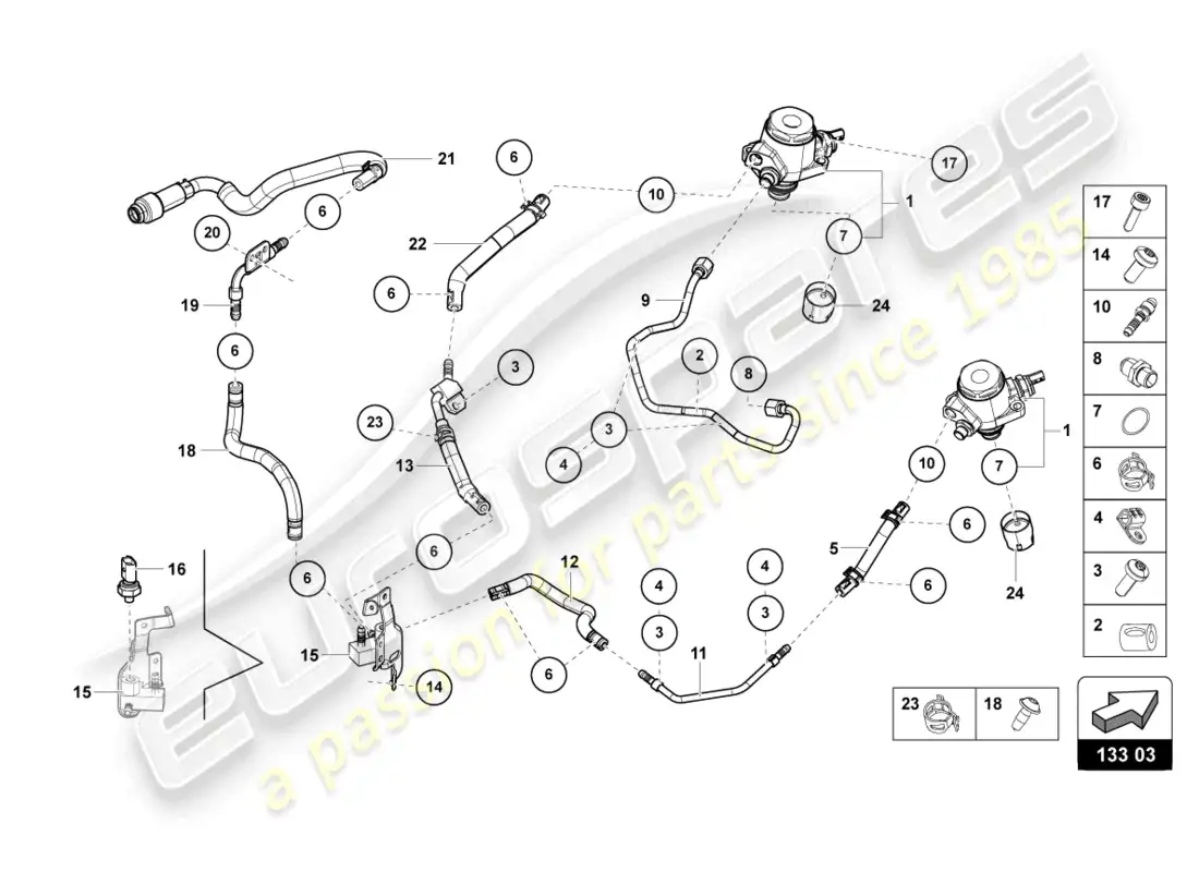 lamborghini sto (2021) bomba de combustible diagrama de piezas