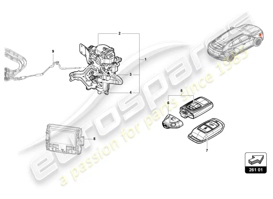 lamborghini urus (2019) calentador auxiliar para circuito de refrigeración diagrama de piezas