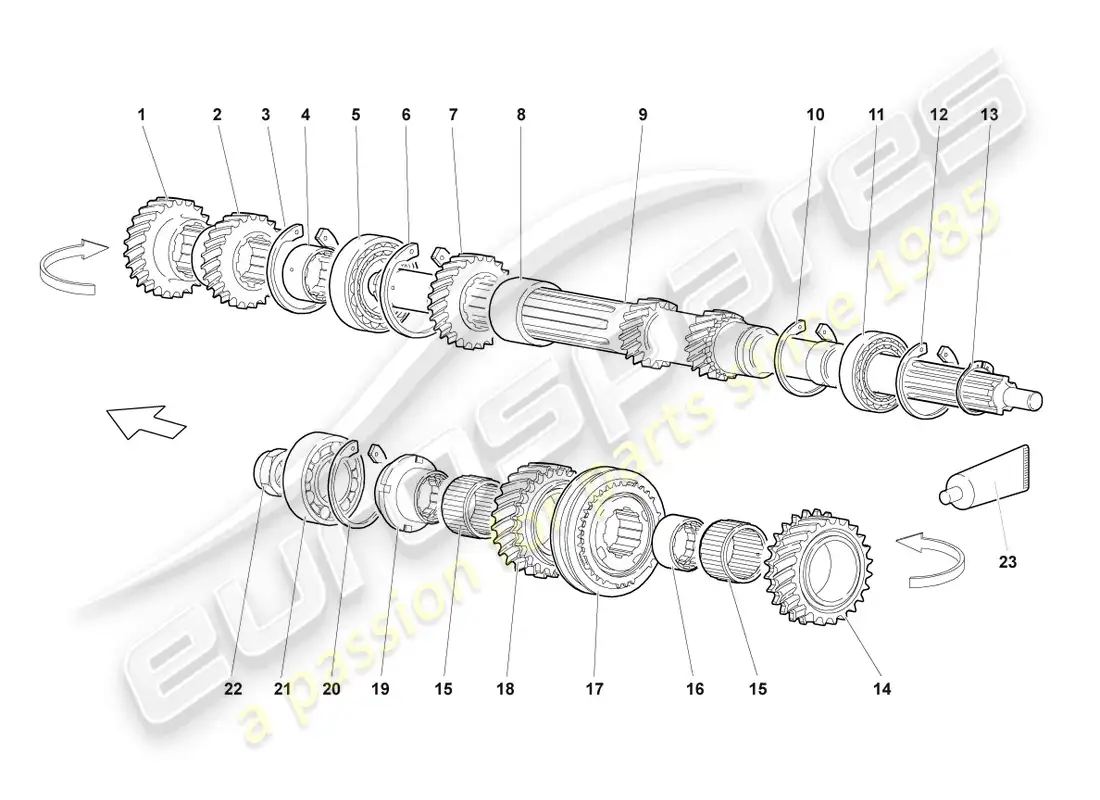 lamborghini lp640 coupe (2007) diagrama de piezas del eje de entrada