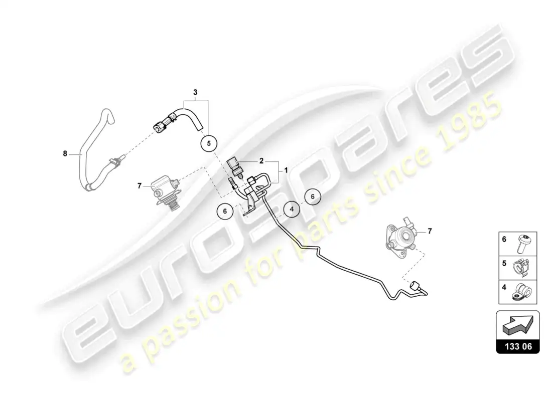 lamborghini urus (2019) línea de suministro de combustible diagrama de piezas