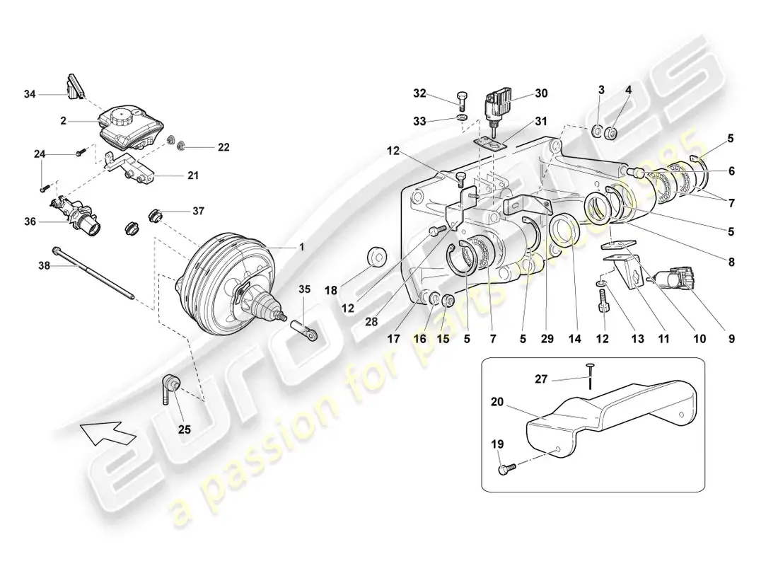 lamborghini lp640 coupe (2010) servo freno diagrama de piezas