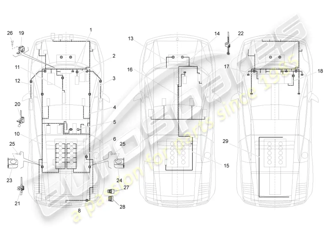 lamborghini gallardo coupe (2006) telares de cableado diagrama de piezas