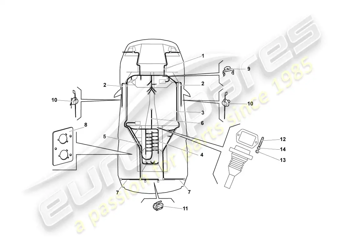 lamborghini reventon roadster juego de cableado central diagrama de piezas