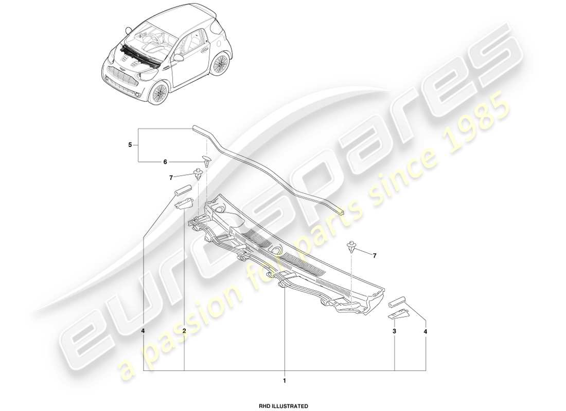 aston martin cygnet (2012) diagrama de piezas de los componentes de la entrada de aire