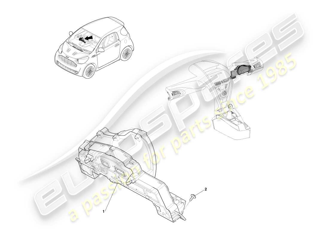 aston martin cygnet (2012) diagrama de piezas del grupo de instrumentos