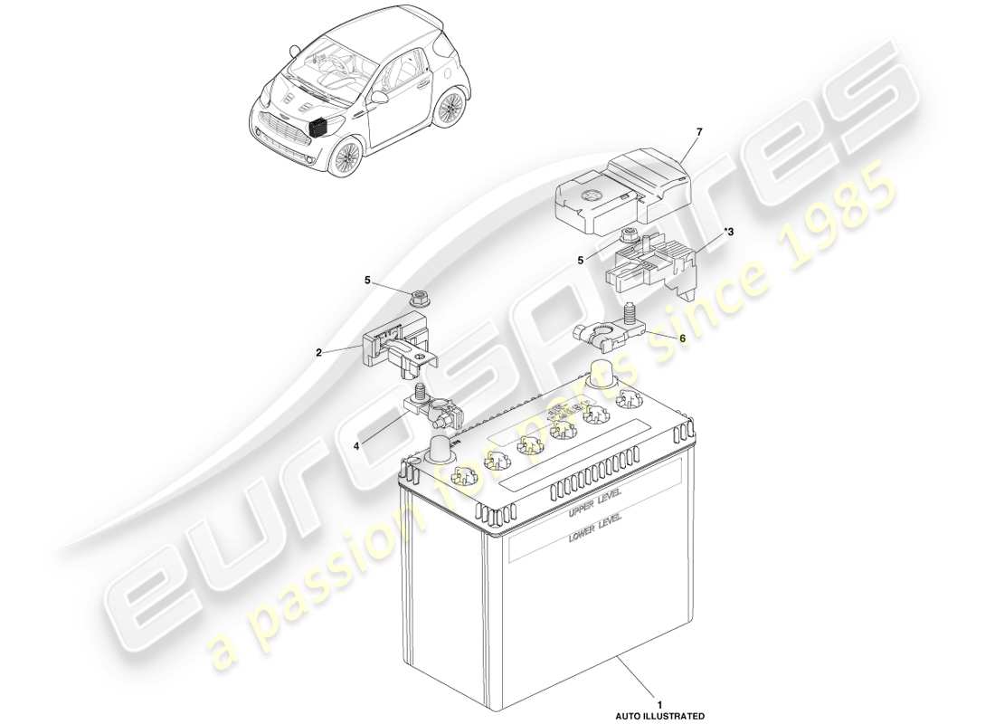 aston martin cygnet (2012) diagrama de piezas de gestión de batería