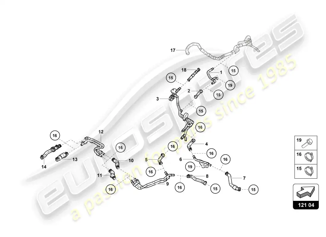 lamborghini sto (2023) mangueras y tubos de refrigerante diagrama de piezas