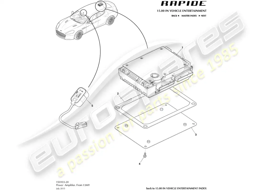 aston martin rapide (2011) amplificador único, 13my encendido diagrama de piezas