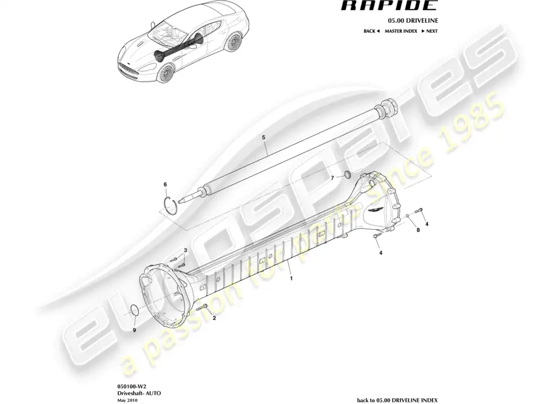 aston martin rapide (2011) conjunto de tina de torsión, 6 velocidad diagrama de piezas
