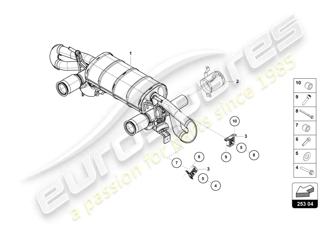 lamborghini tecnica (2024) silenciador diagrama de piezas