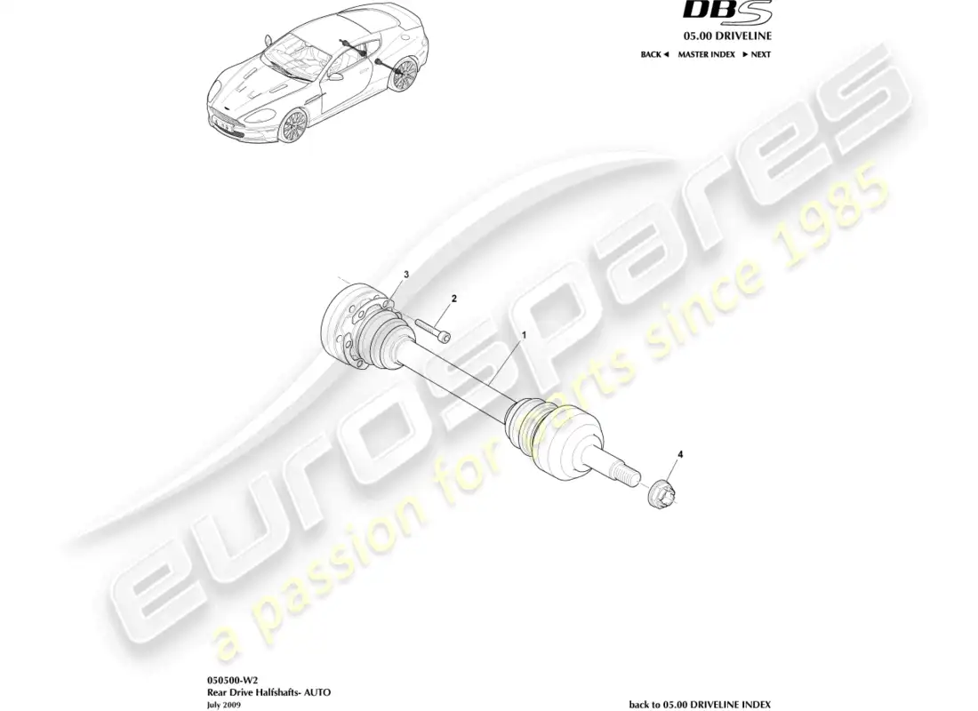 aston martin dbs (2011) conjunto de semieje trasero, diagrama de piezas de automóvil