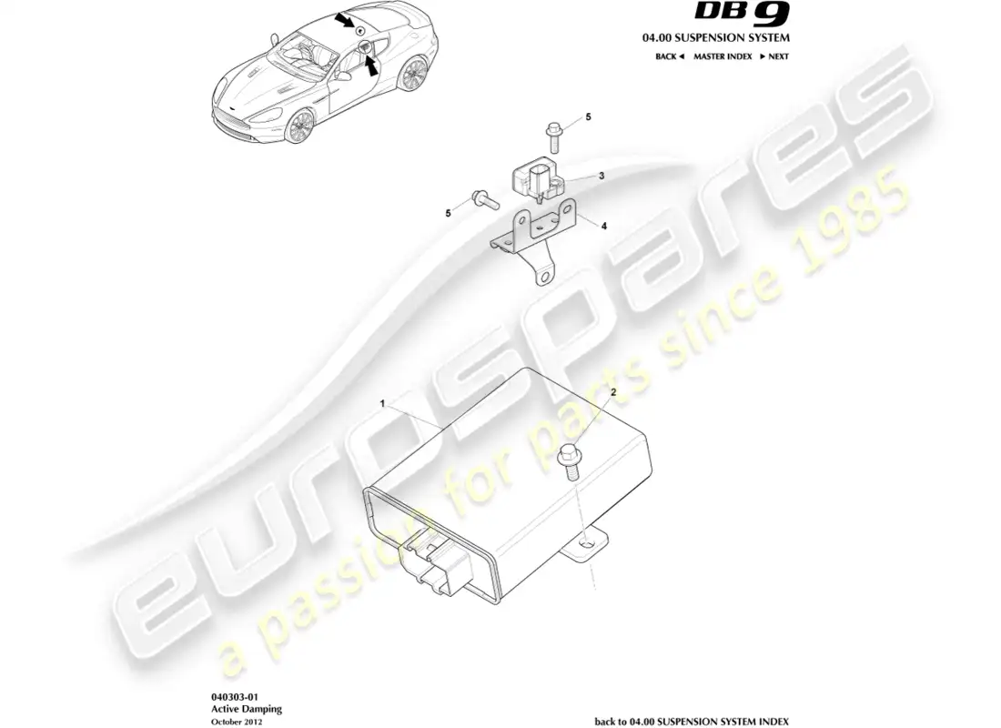 aston martin db9 (2013) módulo de amortiguación activa diagrama de piezas