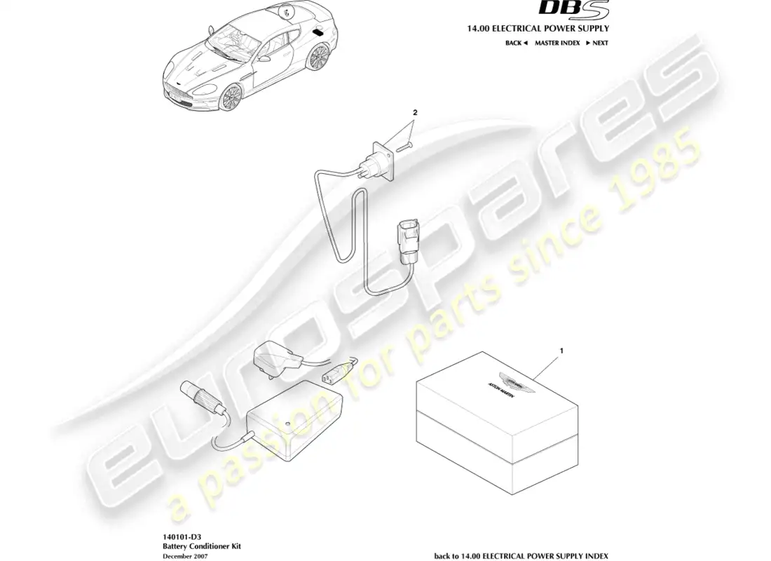 aston martin dbs (2014) kit acondicionador de batería diagrama de piezas