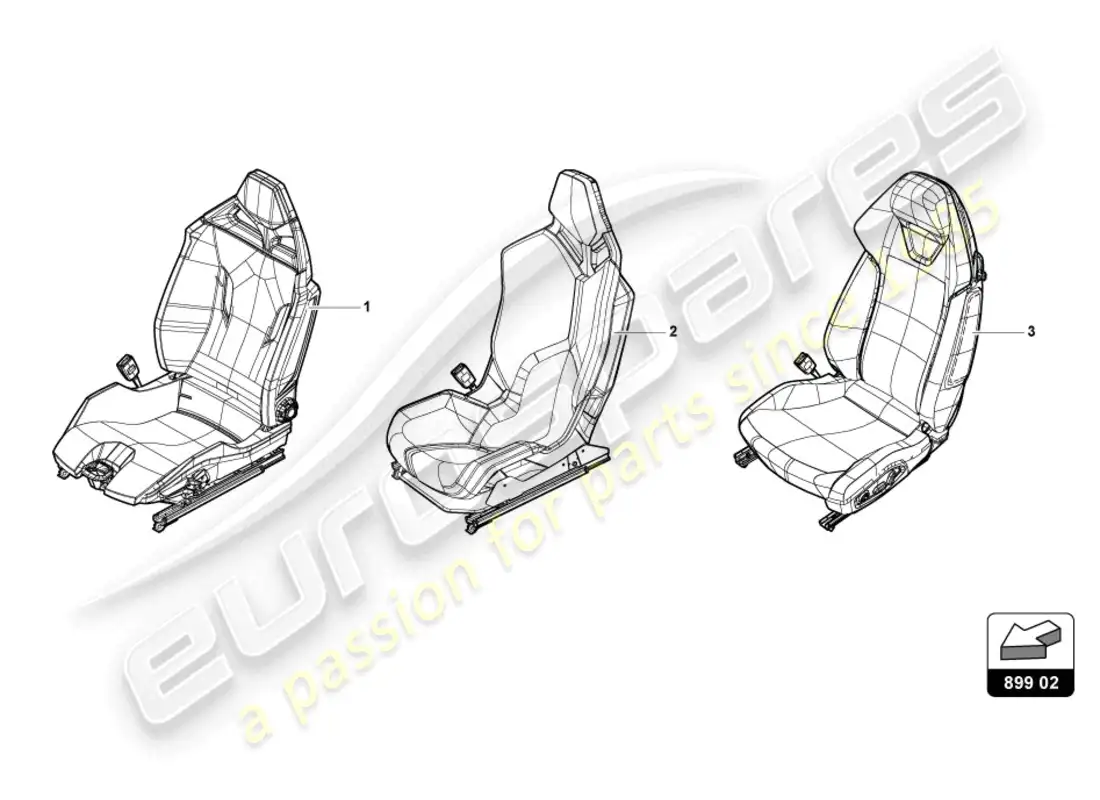 lamborghini tecnica (2023) asiento completo diagrama de piezas