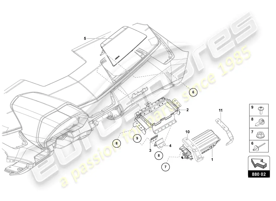 lamborghini ultimae (2022) unidad de bolsa de aire diagrama de piezas
