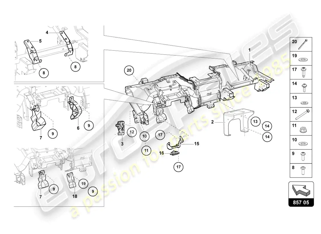 lamborghini ultimae (2022) travesaño diagrama de piezas