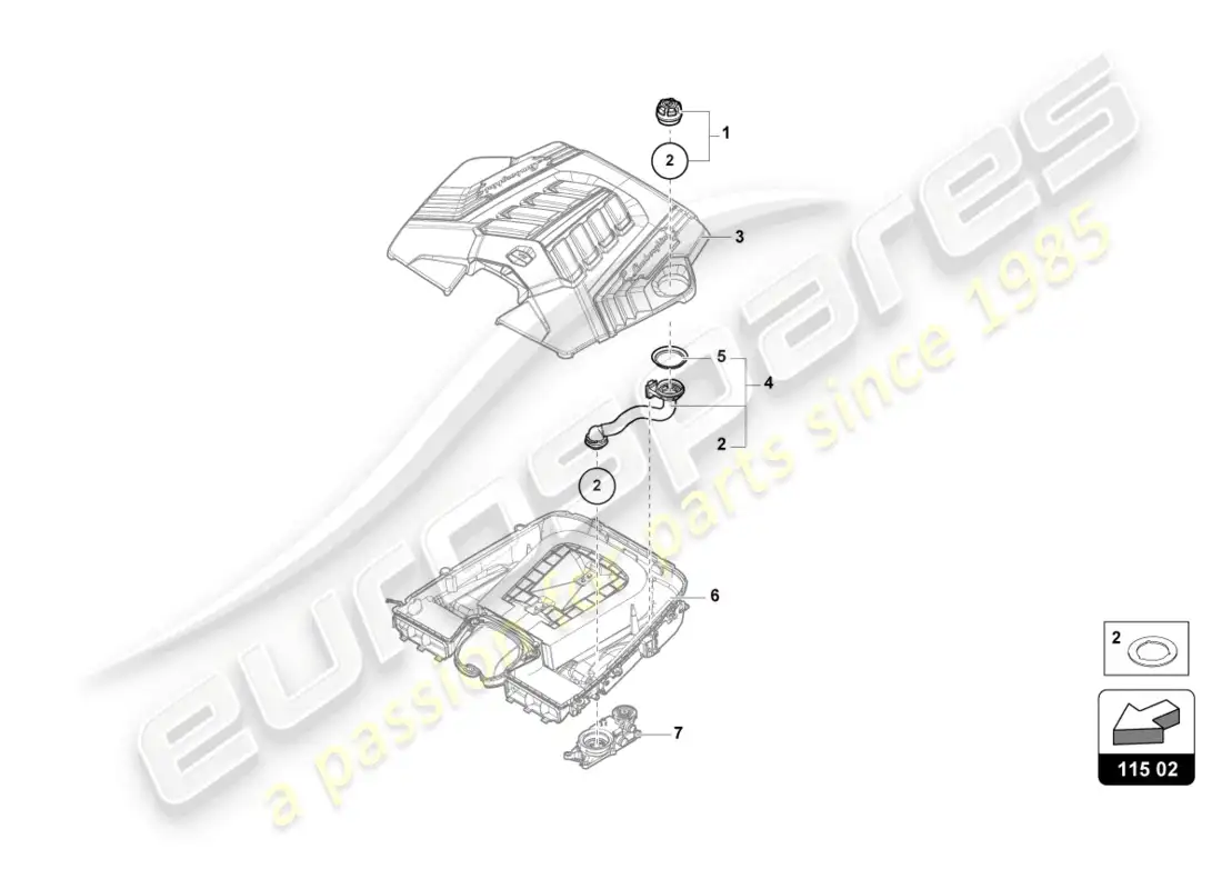 lamborghini urus performante (2023) tapa de sellado diagrama de piezas