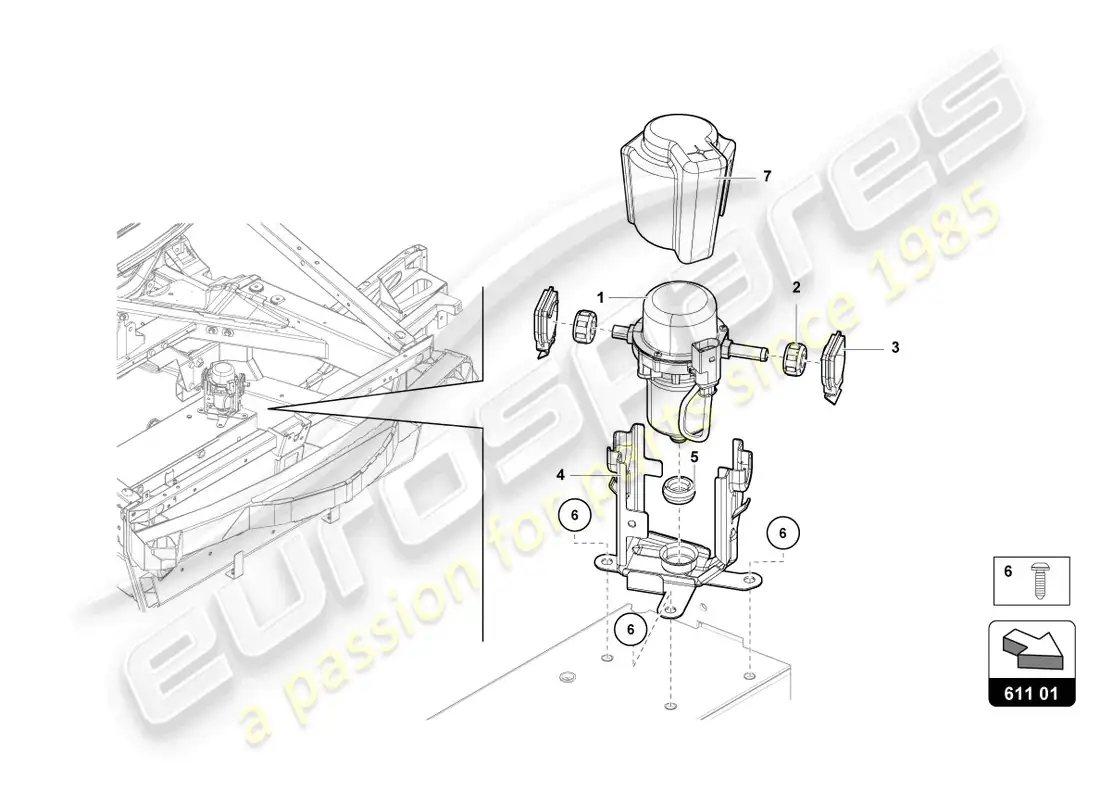 lamborghini countach lpi 800-4 (2022) bomba de vacío para servo freno diagrama de piezas