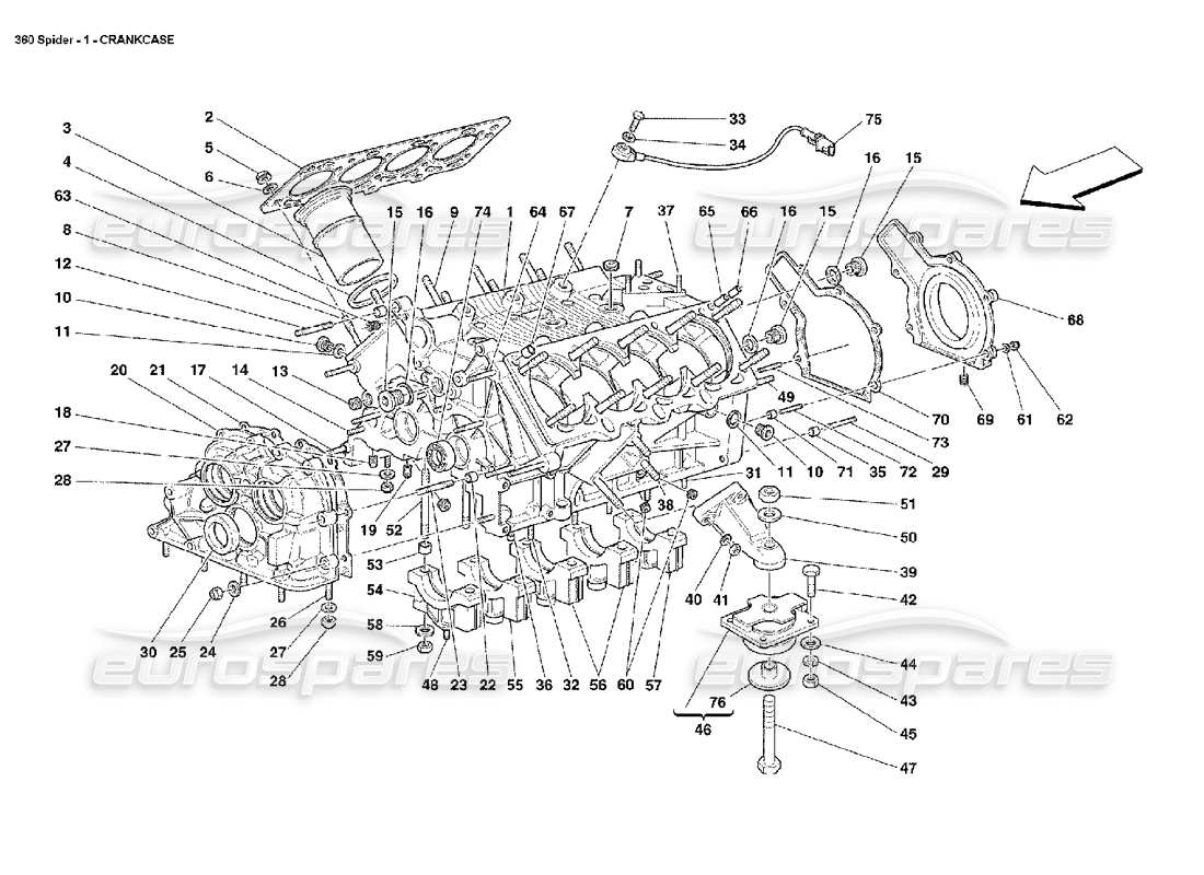FERRARI 360 SPIDER DIAGRAMA DE PIEZAS DEL CARTER ferrari 360 spider diagrama de piezas del carter