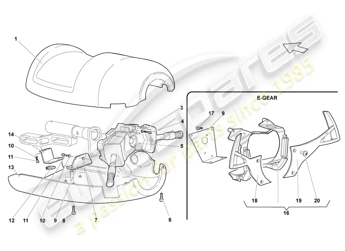 lamborghini lp640 coupe (2010) dirección col. interruptor combinado diagrama de piezas