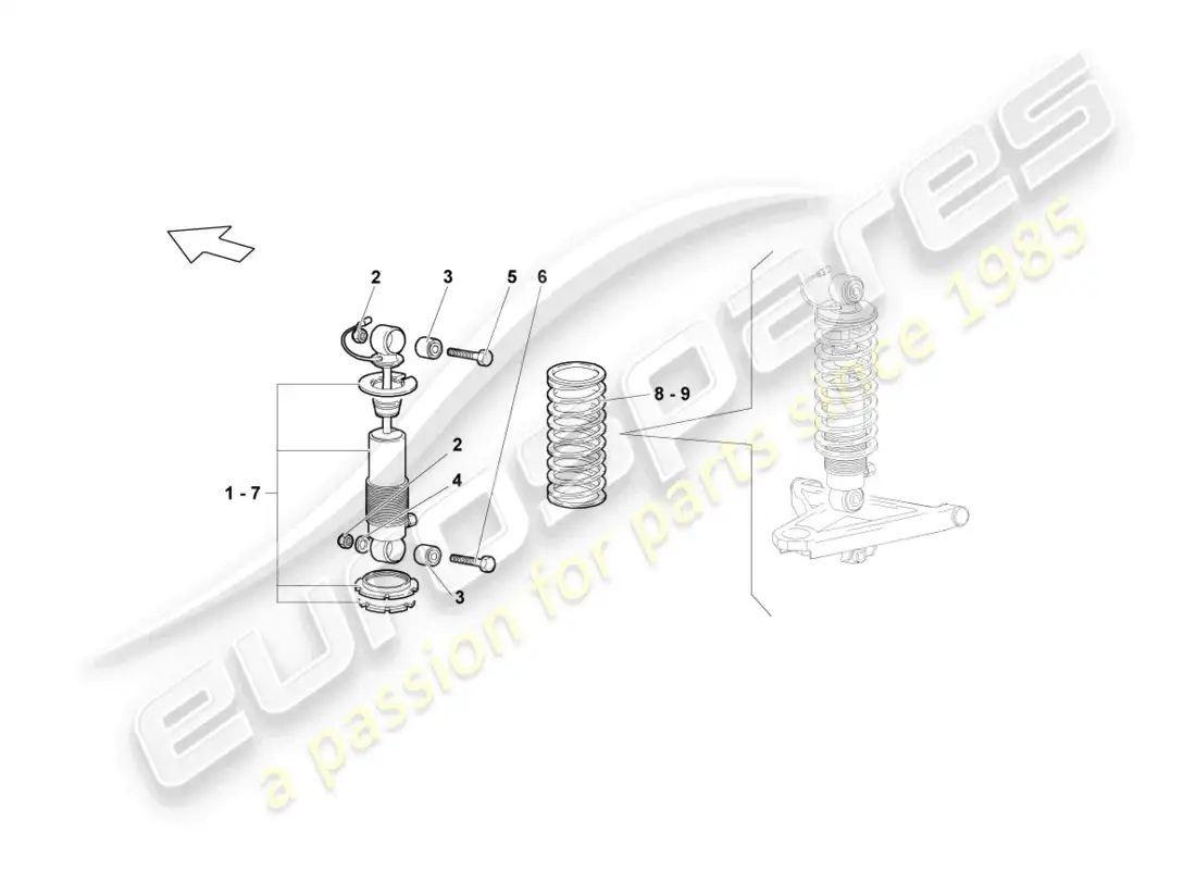 lamborghini reventon roadster suspensión delantera diagrama de piezas