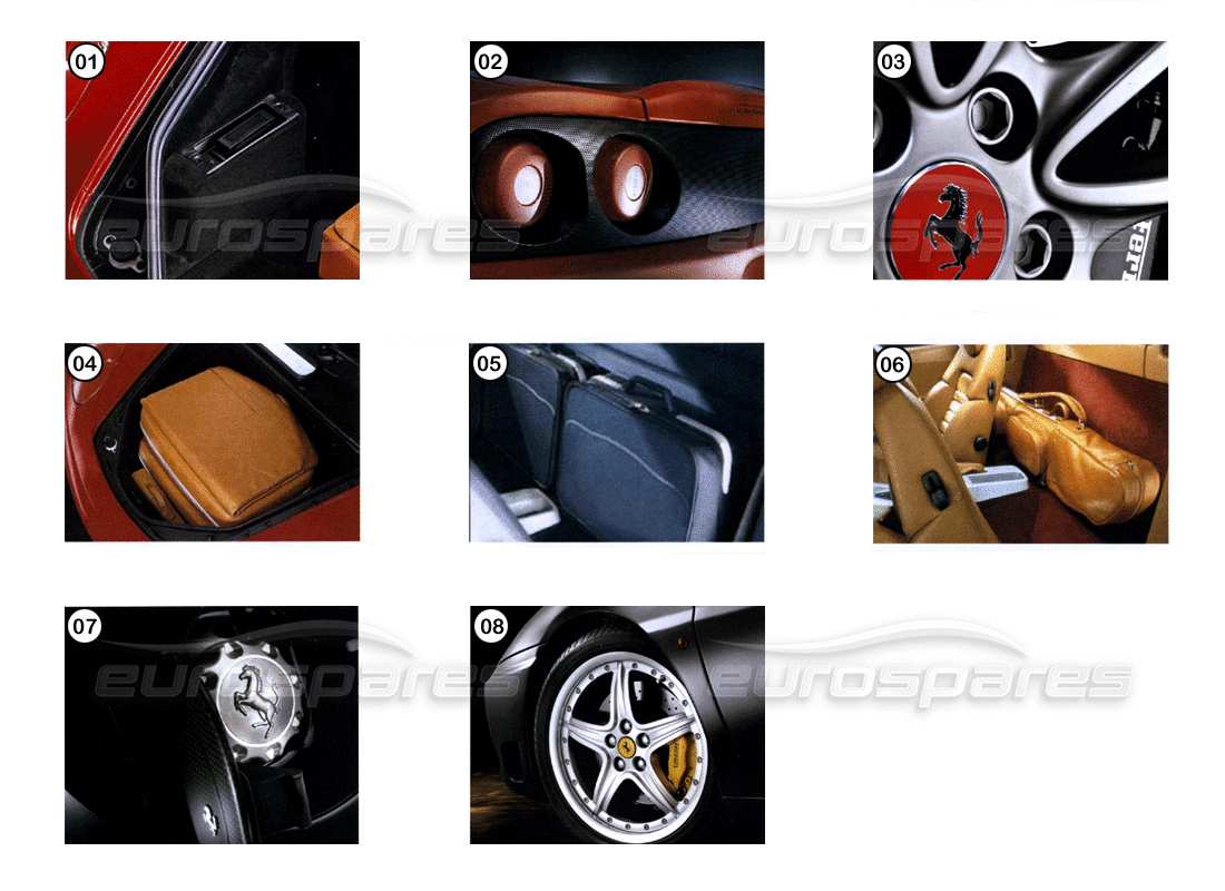 FERRARI 360 MODENA ACCESORIOS - DIAGRAMA DE PIEZAS DE ESTILO ferrari 360 modena accesorios - diagrama de piezas de estilo