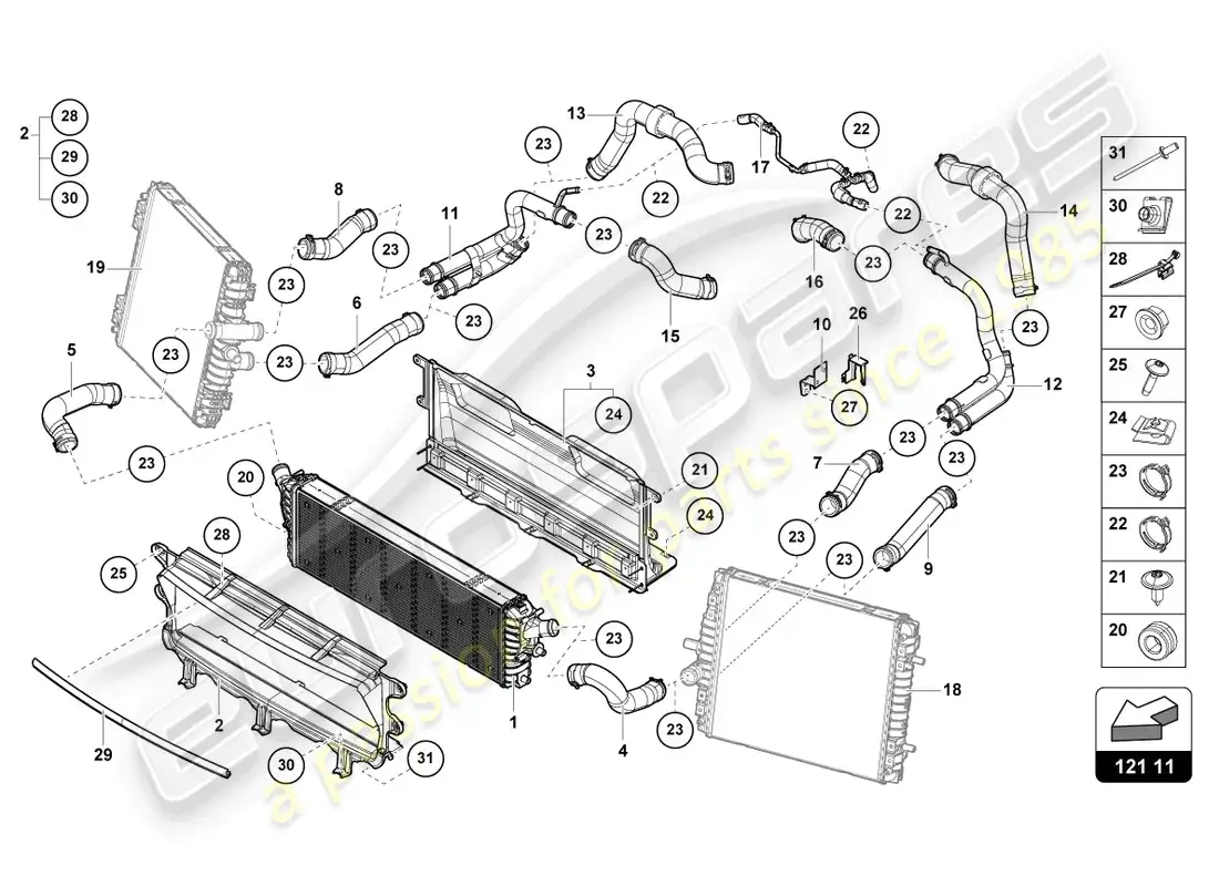 lamborghini sto (2021) enfriador para refrigerante diagrama de piezas