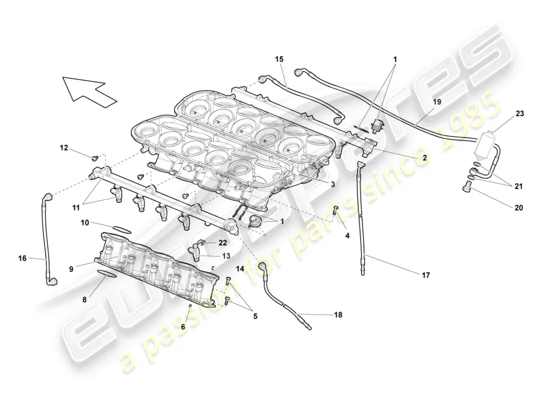 lamborghini gallardo spyder (2007) sistema de inyección diagrama de piezas