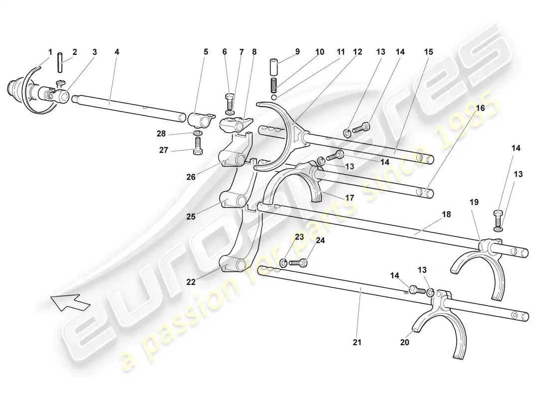lamborghini lp640 coupe (2010) mecanismo selector diagrama de piezas