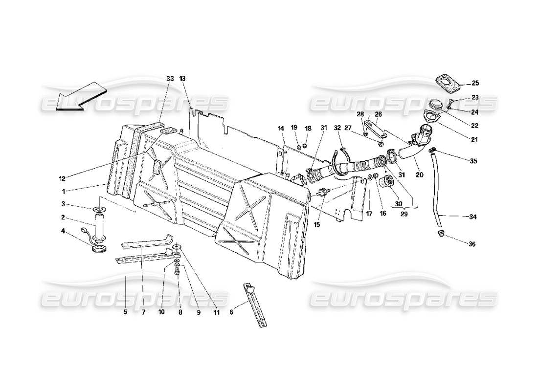 ferrari 348 (2.7 motronic) diagrama de piezas del tanque de combustible