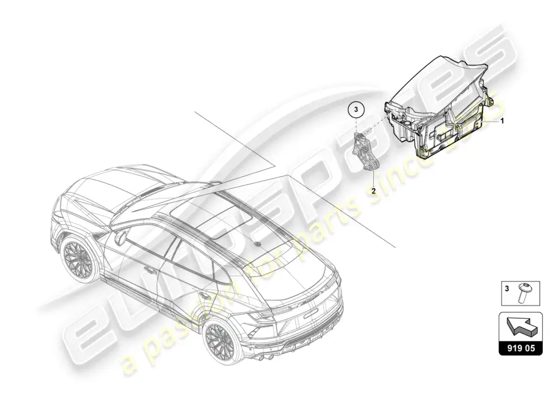 lamborghini urus (2019) unidad de control para proyección de parabrisas (head-up-display) diagrama de piezas