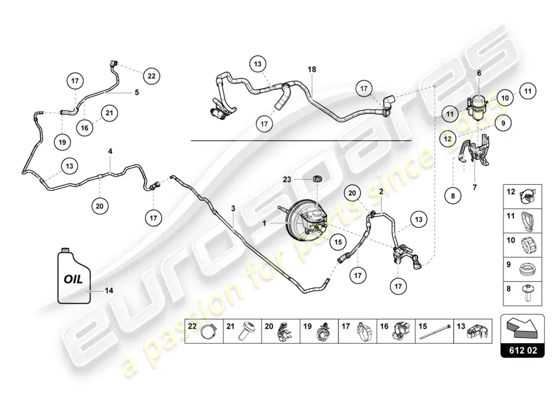 lamborghini sto (2021) sistema hidráulico para servofreno diagrama de piezas