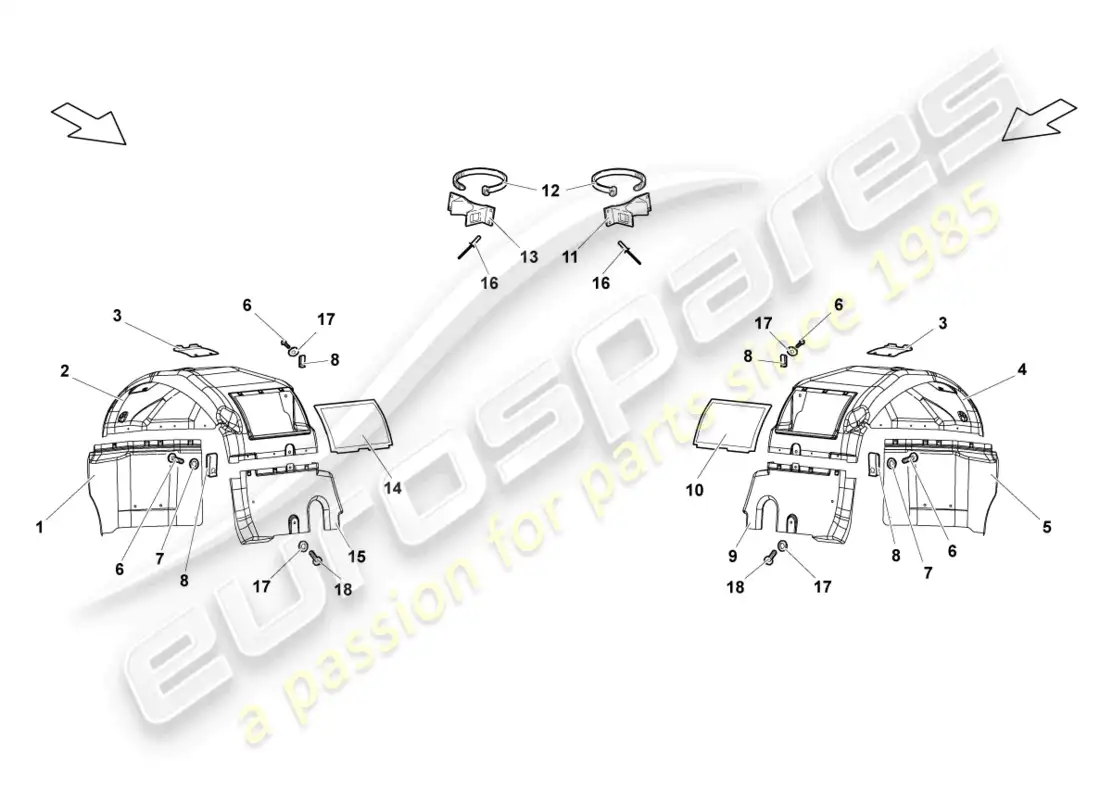 lamborghini reventon roadster recubrimiento de rueda delantero diagrama de piezas