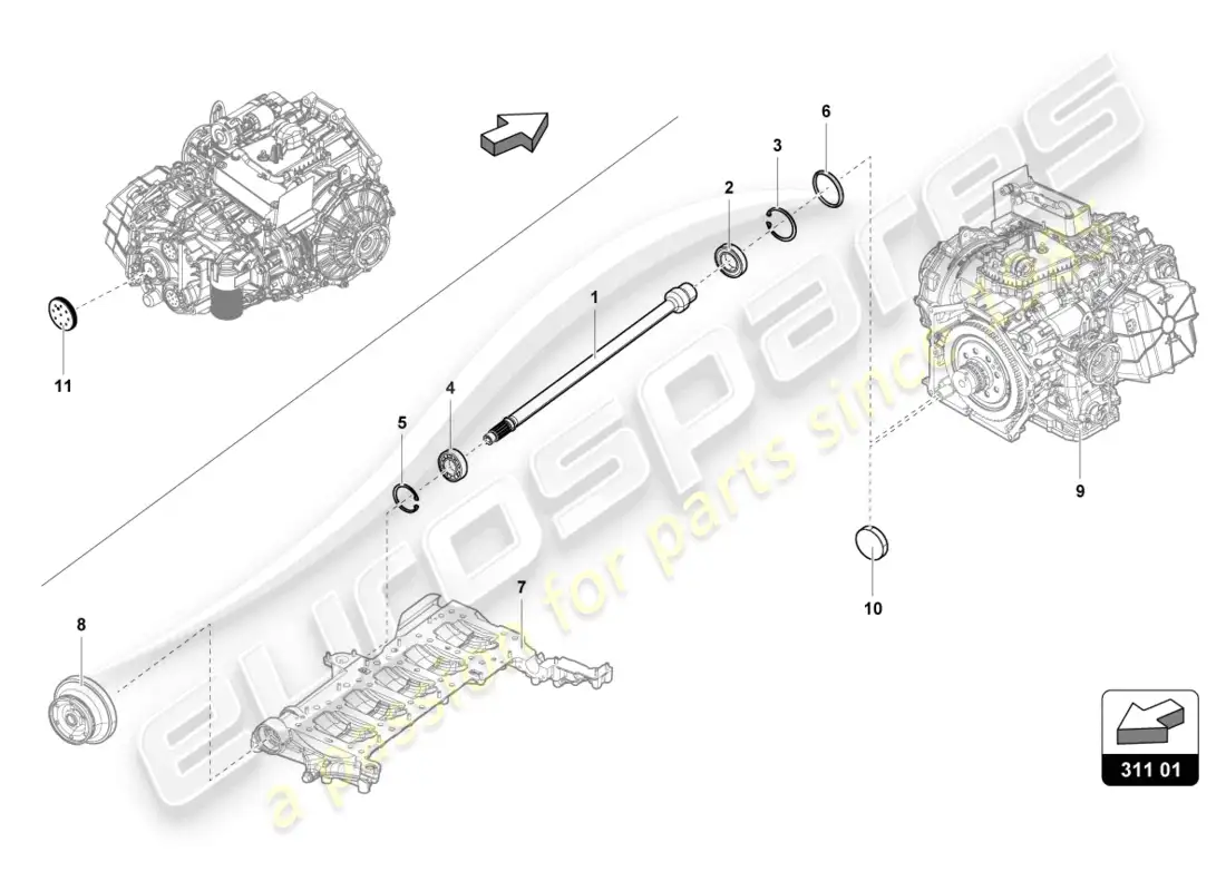 lamborghini tecnica (2023) eje de entrada diagrama de piezas