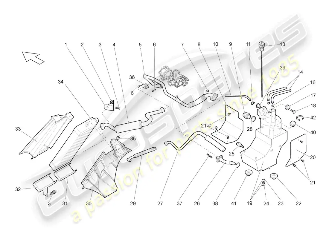 lamborghini gallardo spyder (2008) enfriador de aceite diagrama de piezas