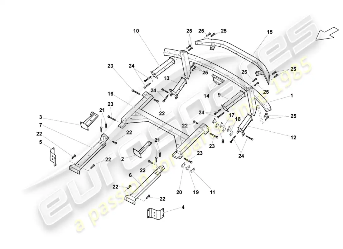 lamborghini gallardo spyder (2008) lateral parte trasera diagrama de pieza trasero