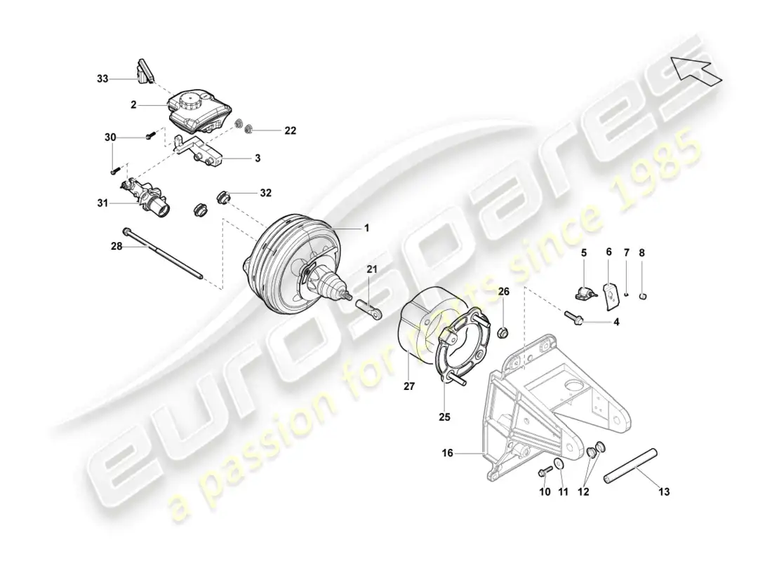 lamborghini gallardo spyder (2007) servo freno diagrama de piezas