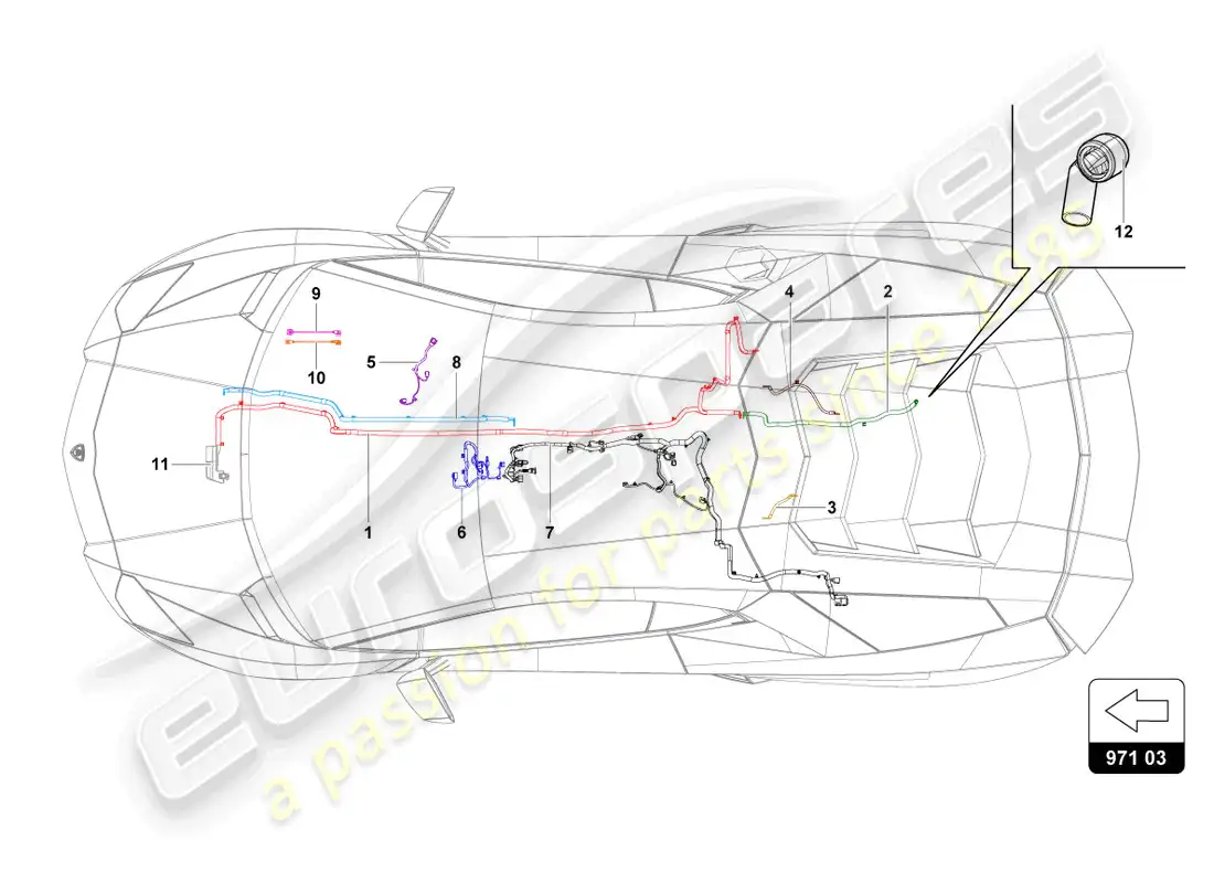 lamborghini countach lpi 800-4 (2022) sistema eléctrico diagrama de piezas