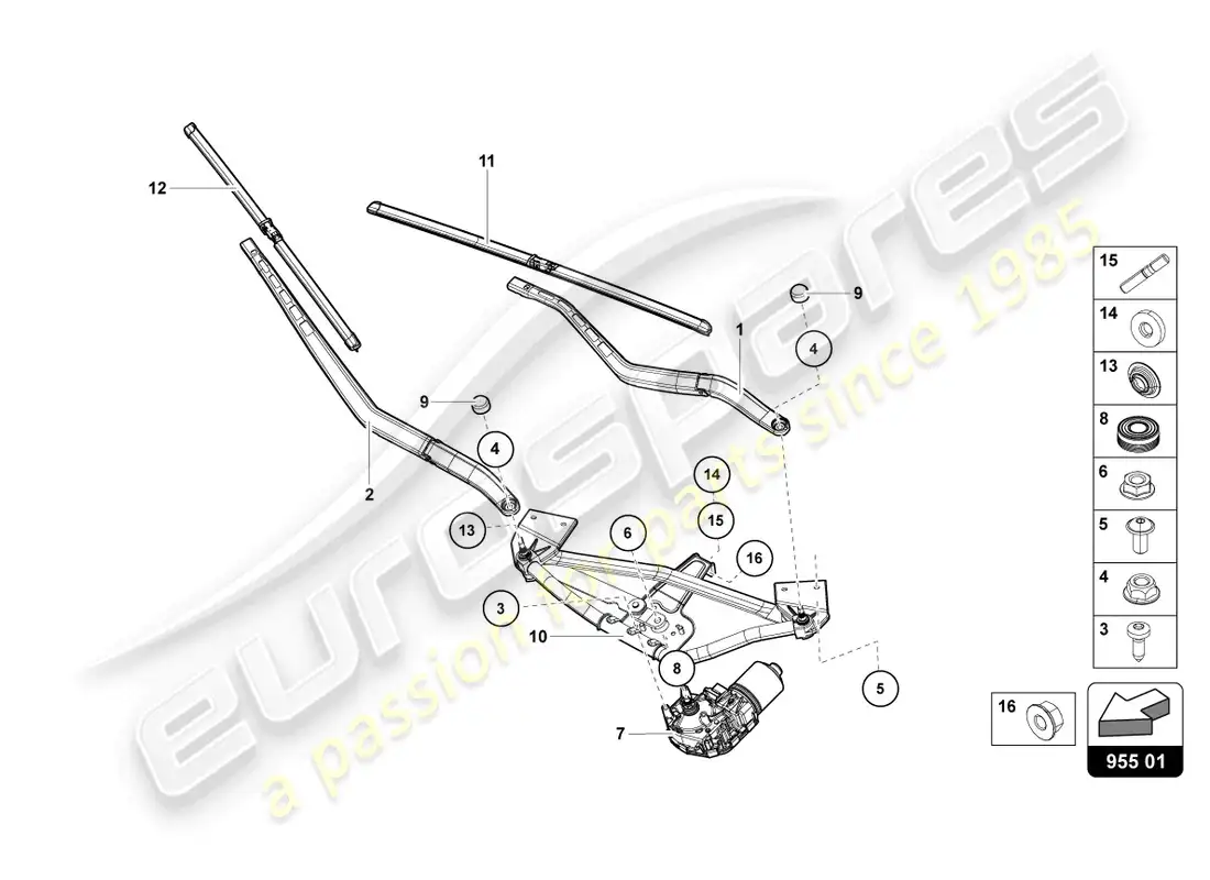 lamborghini countach lpi 800-4 (2022) limpiaparabrisas diagrama de piezas