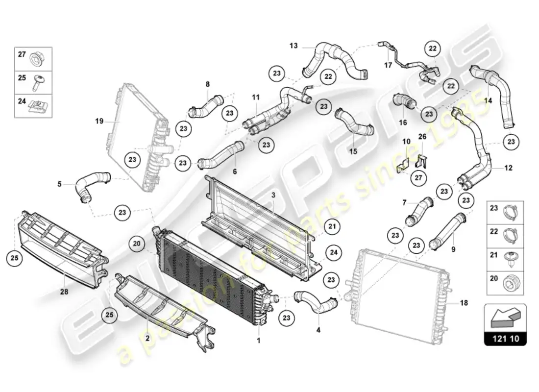 lamborghini evo spyder (2024) enfriador para refrigerante diagrama de piezas