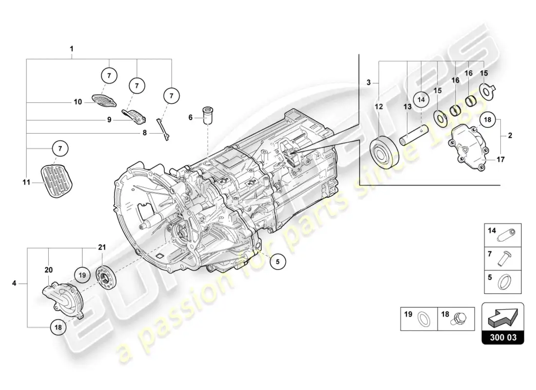 lamborghini countach lpi 800-4 (2022) componentes exteriores para caja de cambios diagrama de piezas