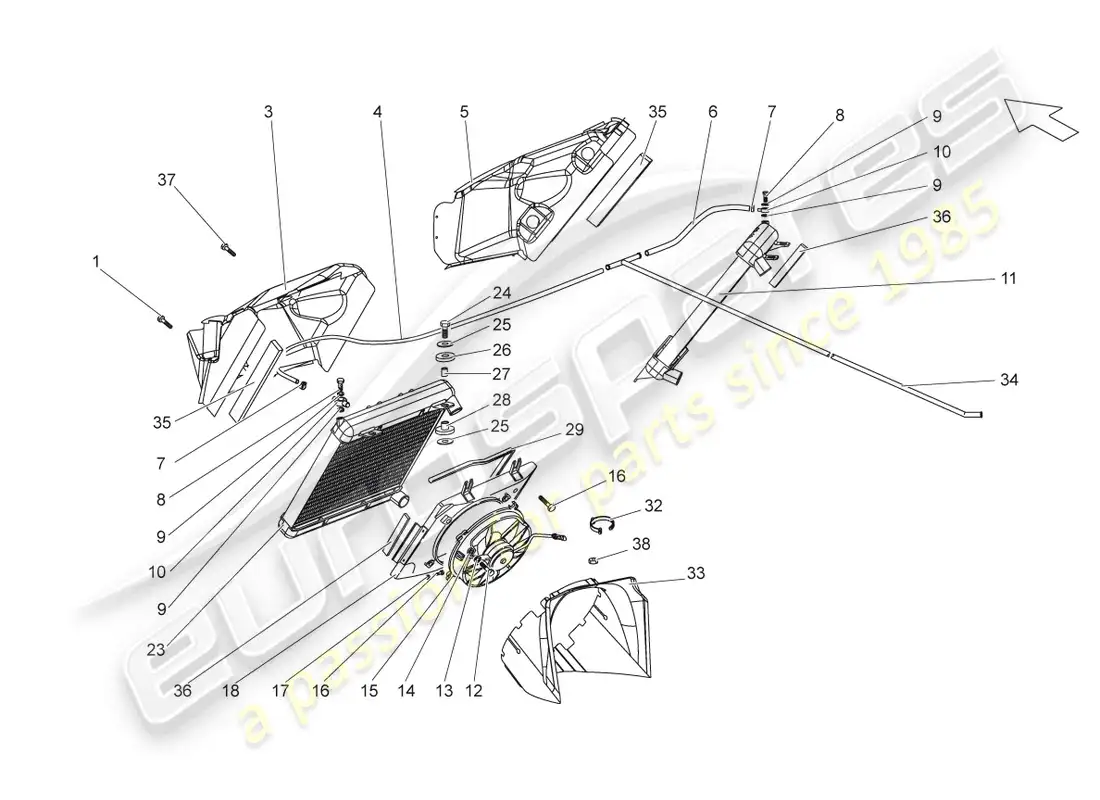 lamborghini gallardo coupe (2005) enfriador para refrigerante diagrama de piezas