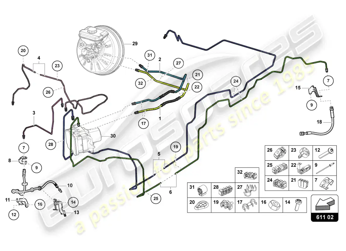 lamborghini urus (2022) tubo de freno diagrama de piezas