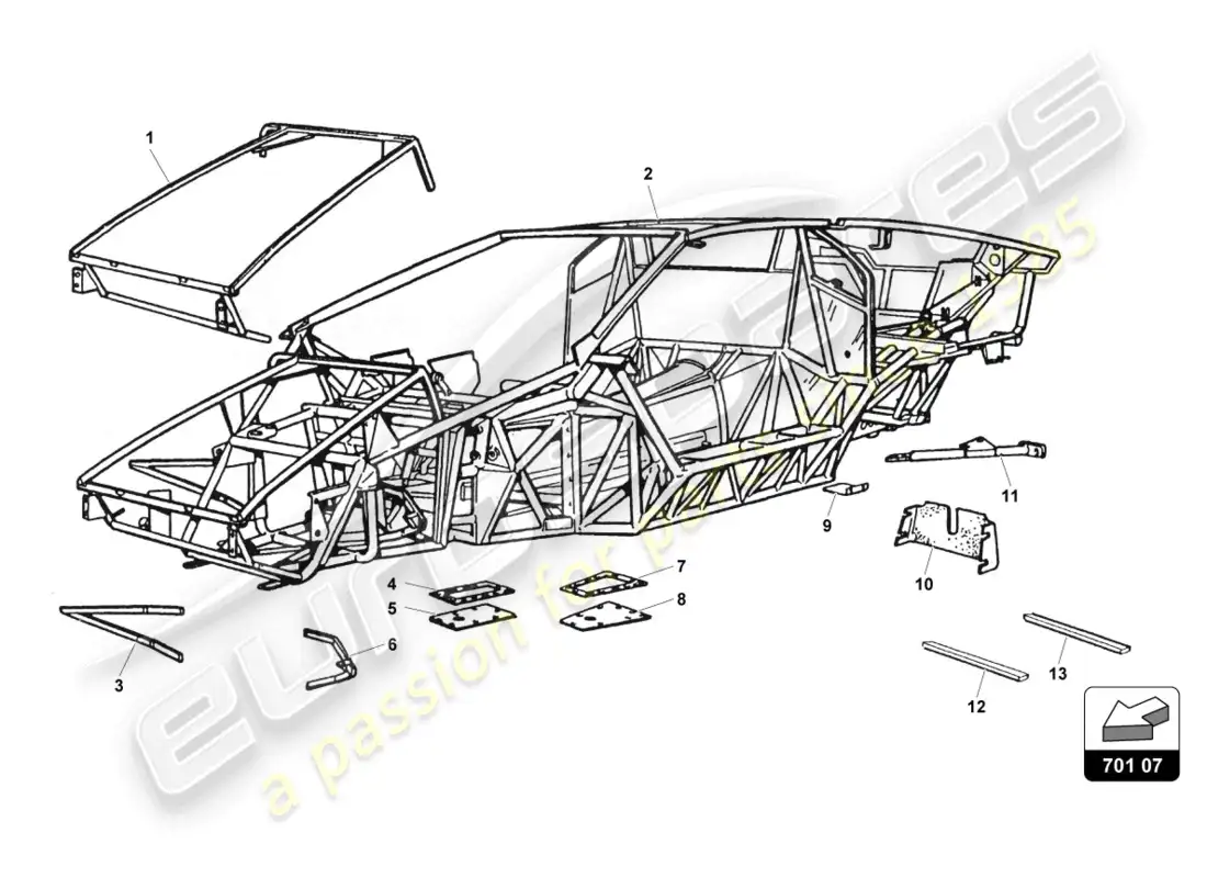 lamborghini countach 25th anniversary (1989) marco diagrama de piezas